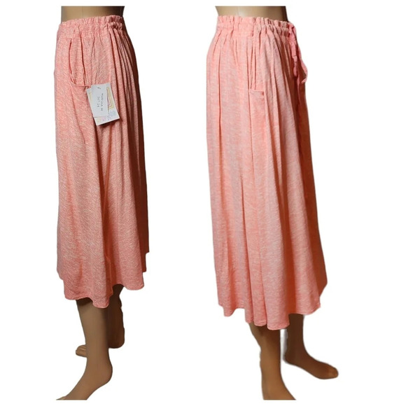 NWT Lularoe Marsha coral rayon stretch pockets button midi skirt. Size M - Picture 5 of 12